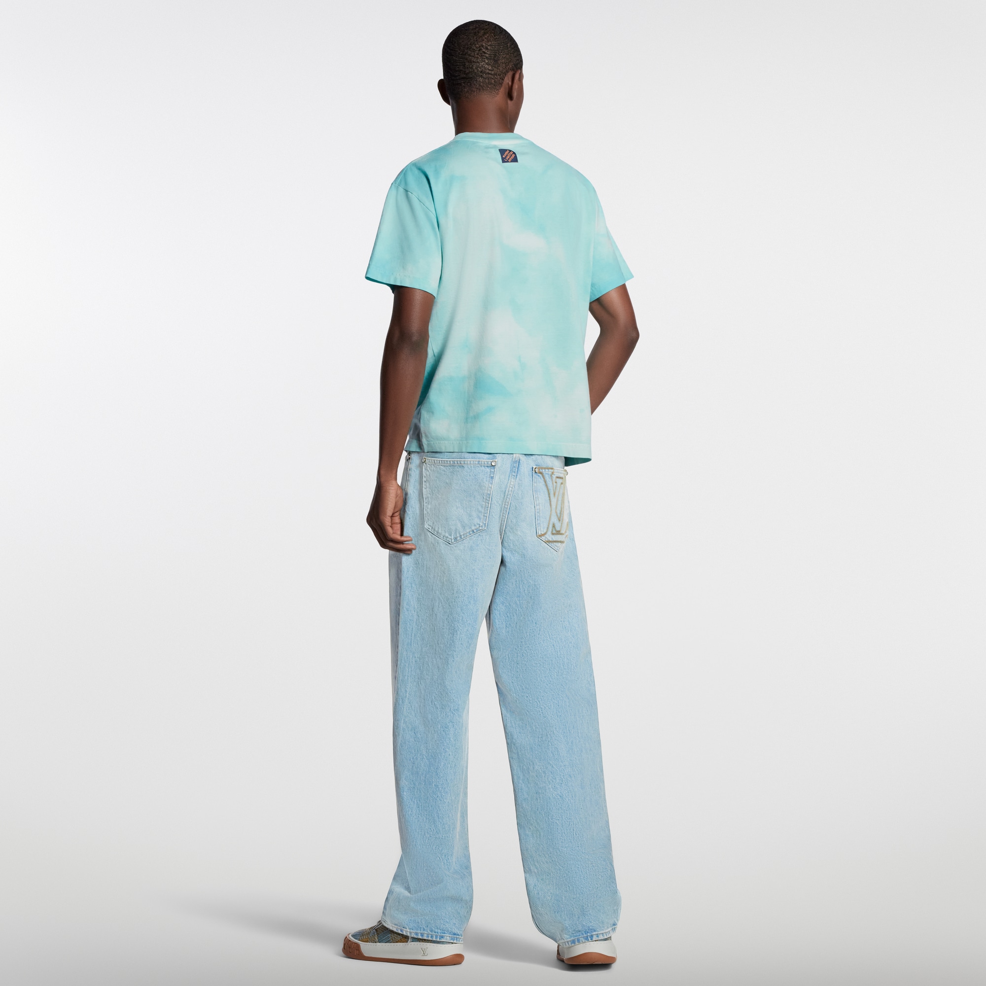 服/ファッション Louis Vuitton Script Logo Tie-Dye T-Shirt Navy L Louis Vuitton By Virgil Abloh Monogram Tie Dye Printed T-shirt